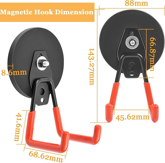 Strong Garage Magnetic Hooks, 45 lbs Pulling 3.46" Large Magnet Hooks - Image 2