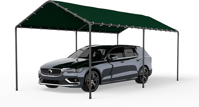 Carport, 10‘ x 20’ Heavy Duty Portable Garage All-Season Car Canopy w/Removable by PHONJOROO