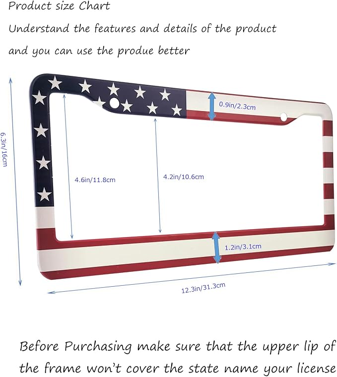American Flag License Plate Frame, Patriotic License Plate Frame, Flag License - Image 3