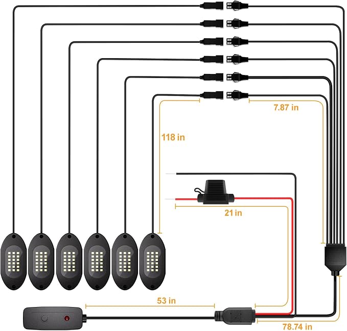 Honalia White LED Rock Lights Kits 6 Pods, 6000K Pure White Rock Lights - Image 6