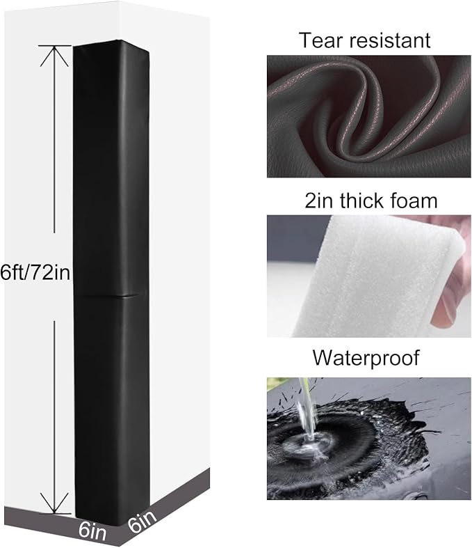 2pcs 6ft Tall Wall Corner Guards Protectors, Heavy Duty 2" Thick Padding - Image 3