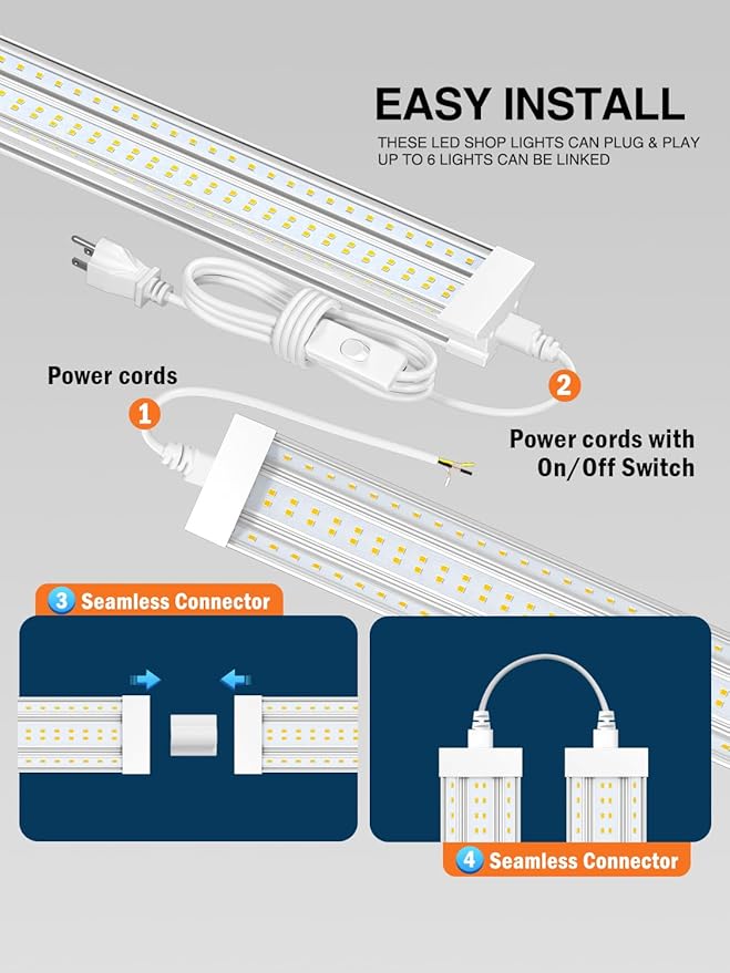 Super Bright New Upgrade Hanging | Surface Mount 8' 120w 5000k 20000lm 8ft Led - Image 4