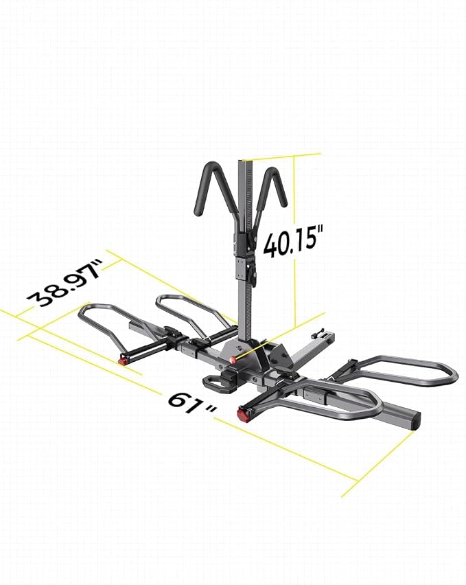 KYX 220 lb Hitch Mounted E-Bike Rack, 2-Bike Rack Platform Style - Image 7