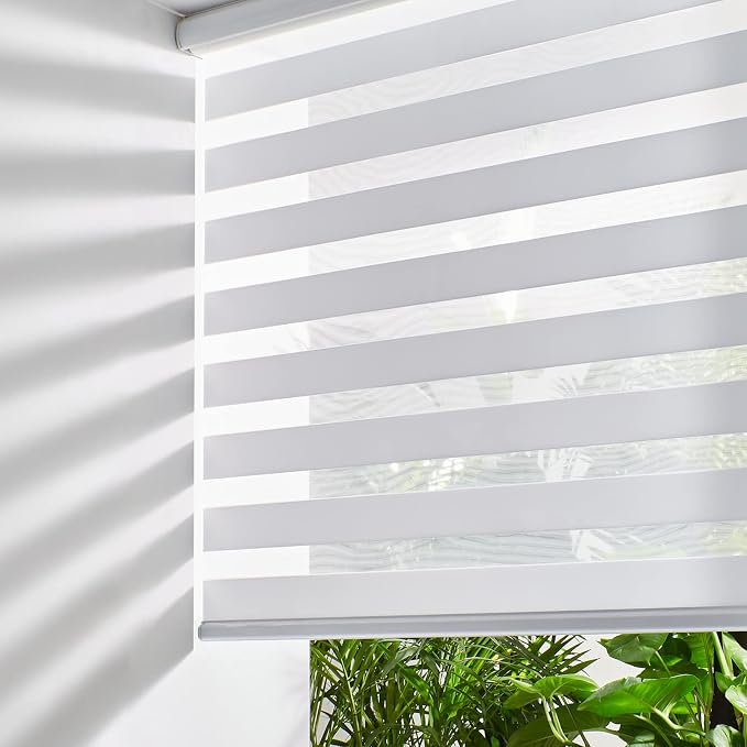 Persilux Cordless Zebra Blinds for Windows Free-Stop Roller Windows Shades Dual by PersiluxHome