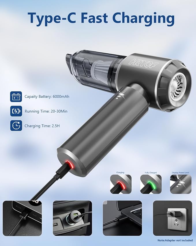 Car Vacuum Cordless, Mini Portable Vacuum Cordless - Image 5