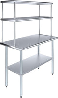 Amgood Stainless Steel Work Table Double Tier Overshelf | Metal Kitchen Prep by AmGood