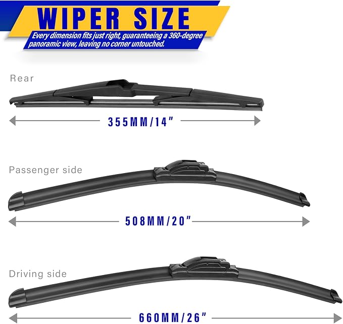 3 wipers Replacement for 2017-2021 2022 2023 2024 Chrysler Pacifica, Windshield - Image 2