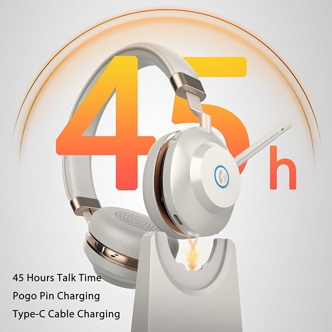 Wireless Headset with Mic for Work, V5.2 Wireless Headphones with Mic Noise - Image 2