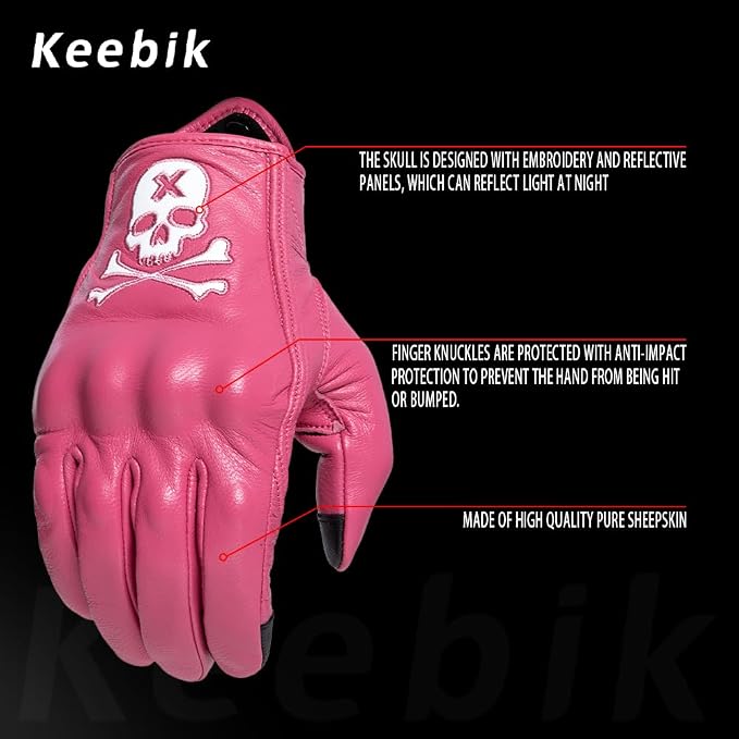 Goatskin Leather Motorcycle Motorbike Powersports Racing Gloves Reflective - Image 2
