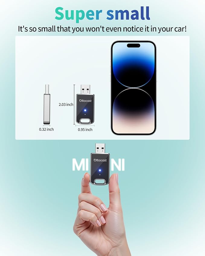 OTTOCAST Mini 2 in 1 Wireless Carplay Adapter & Wireless Android Auto Adapter - Image 4