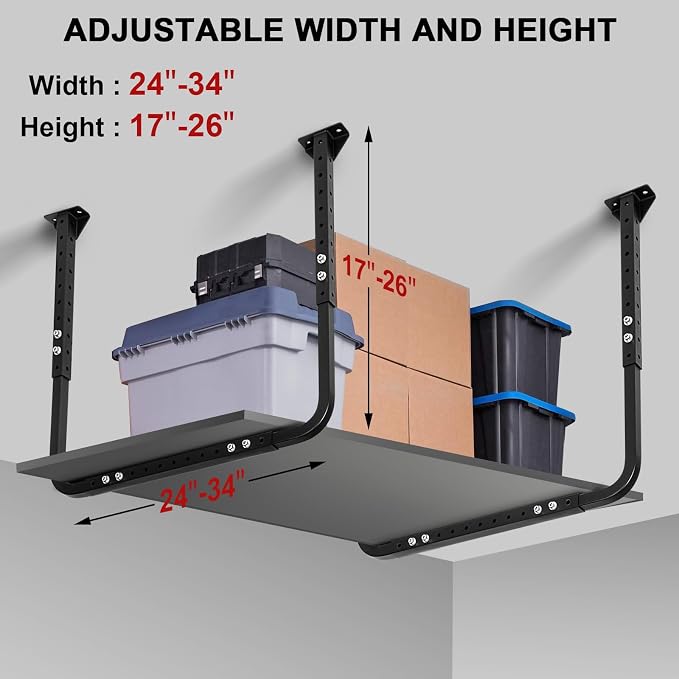 Adjustable Garage Ceiling Storage Racks, Garage Overhead Storage Bracket - Image 4