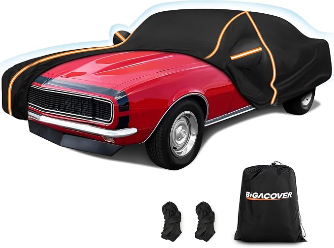 Car Cover for Chevy Camaro 1967-1981, Waterproof 210D Oxford Cloth and Cotton by BIGACOVER