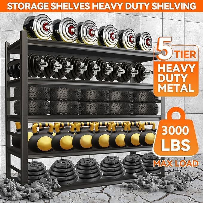 Heavy Duty Garage Shelving, 3000 lbs Load Capacity, Sturdy Steel Metal Shelves - Image 4