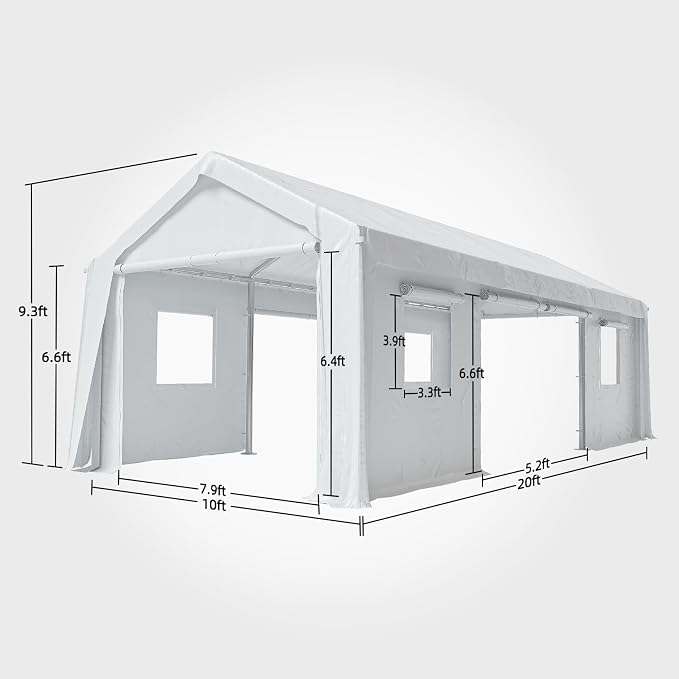 10x20ft Heavy Duty Carport Outdoor Canopy Portable Garage - Image 2