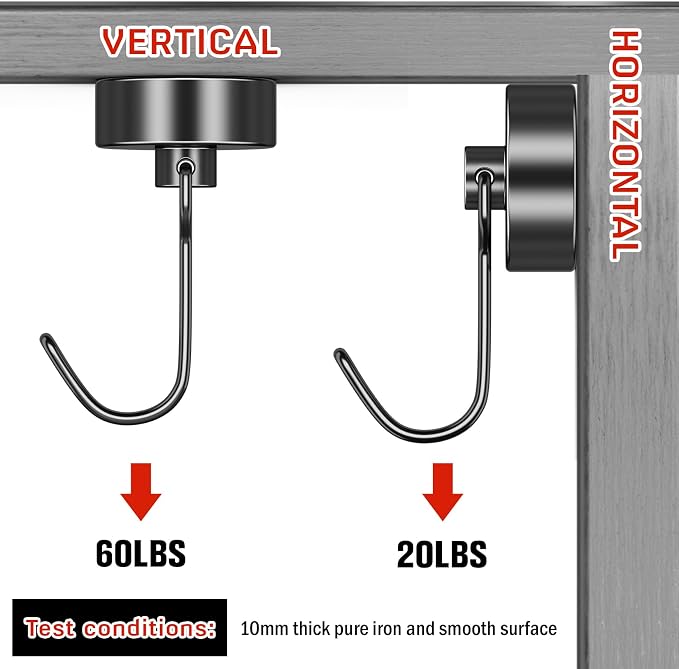 FINDMAG Black Magnetic Hooks, 60 LB+ Magnetic Hooks Heavy Duty 2025 Cruise Ship - Image 3