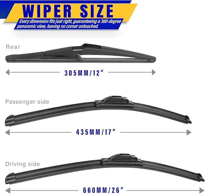 3 wipers Replacement for 2014-2021 2022 2023 Nissan Rogue, Windshield Wiper - Image 2