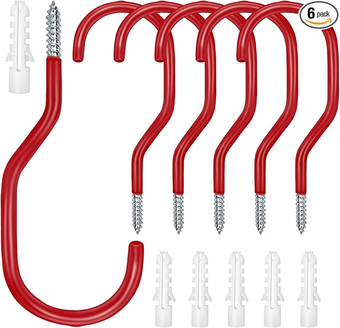 Bike Hooks Heavry Duty 6-Pack, Bicycle Storage Hanger Screw in Ceiling Hooks by Ticway