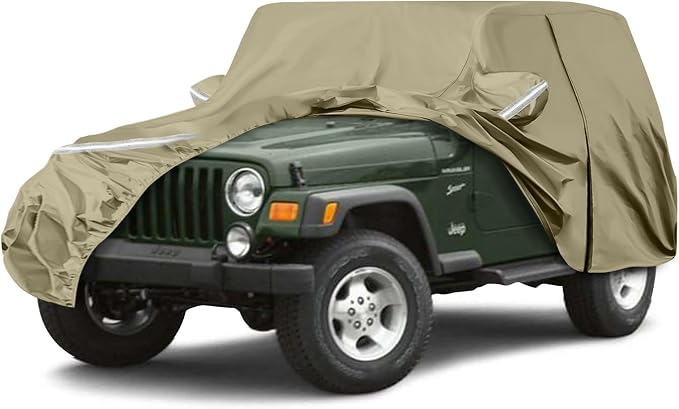 Waterproof Car Covers Replace for 1987-2006 Jeep Wrangler, Windproof Bands for by SPORTULI