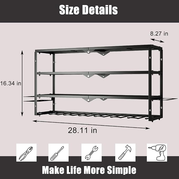 AZERPIAN Tool Organizer Heavy Duty Power Wall Mount - Image 5