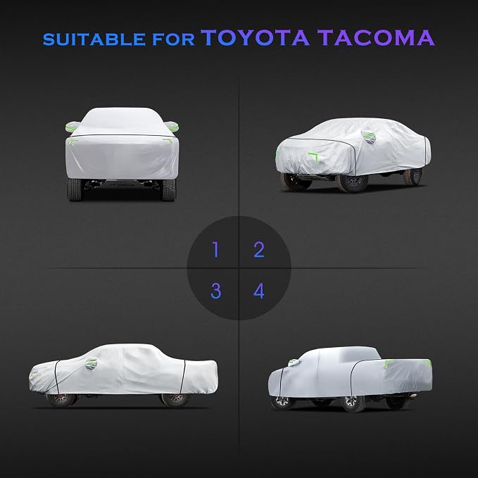 Car Cover Custom Fit for Toyota Tacoma 2005-2023, 6 Layers Truck Cover - Image 7