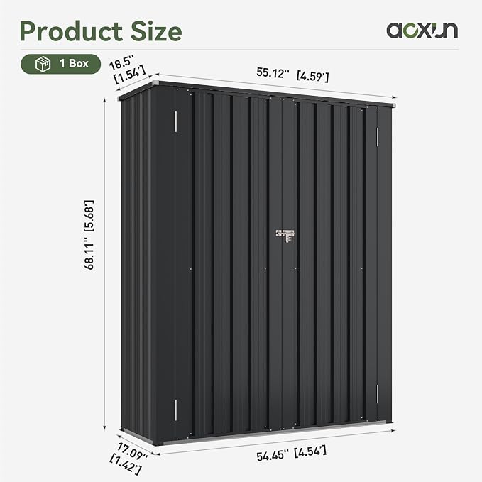Aoxun 55x19 in Outdoor Storage Cabinet Metal Garden Shed - Image 4
