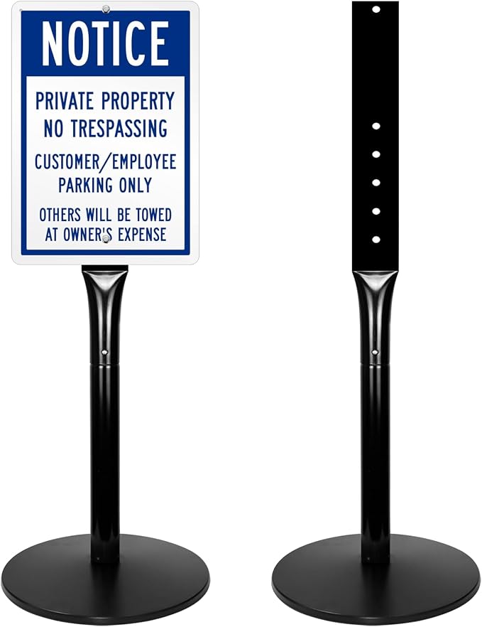 Parking Sign Post 49" Heavy Duty Cast Iron Parking Signs Stand, Movable Sign by Mutualsign