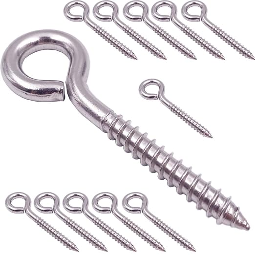 24 Pack, 3-1/5 Inch 304 Stainless Steel Eye Shape Screws Metal Hook, Heavy Duty - Image 9