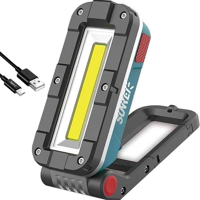 SUNREI LED Rechargeable Magnetic Work Lights COB Mechanic Lights, 1100 Lumens by SUNREI