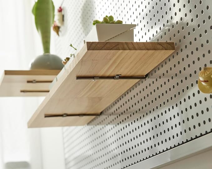 SEVENY 1 Pack Pine Wooden Pegboard Shelf Wall Organizer, Shelves - Image 4