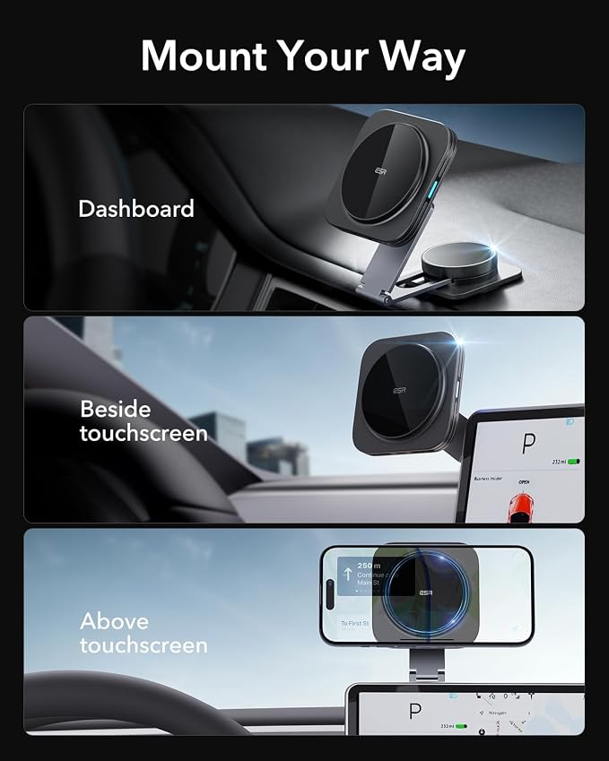 ESR for MagSafe Car Mount Charger, Foldable Dashboard Magnetic Wireless Car - Image 3