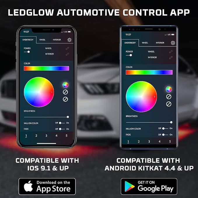 LEDGlow 4pc Bluetooth Million Color LED Underbody Underglow Accent Neon - Image 5