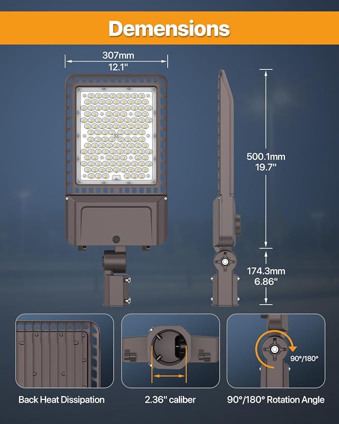 Led Parking Lot Light 400W 60, 000LM Slip Fitter Street Pole Light - Image 5
