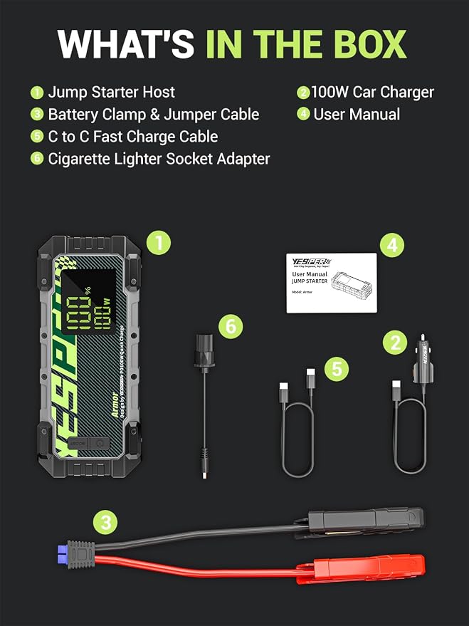YESPER 3000A Jump Starter, 12V Car Battery Jump Starter - Image 9