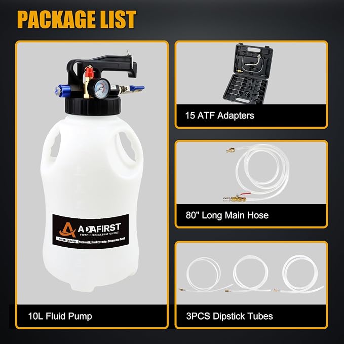 Transmission Fluid Transfer Pump Kit, 10L Pneumatic Fluid Extractor and - Image 8
