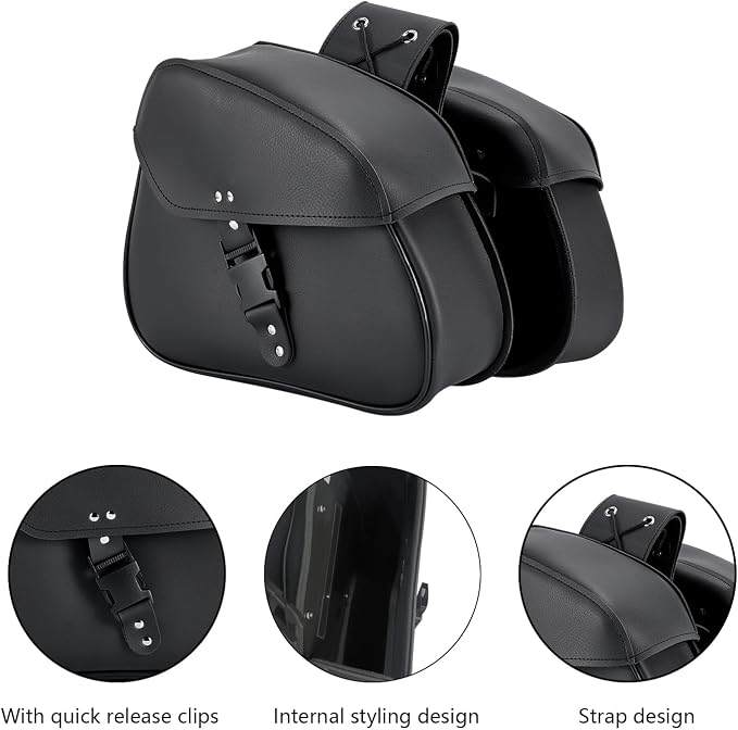 Motorcycle Saddle Bags Synthetic Leather Luggage Bag Waterproof Throw Over - Image 3