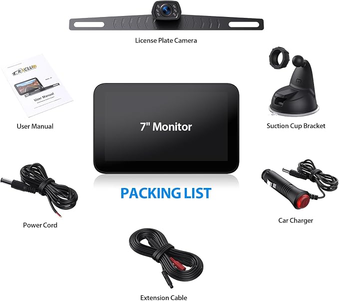 Wired Backup Camera Kit with 7" Monitor, HD 1080P Display - Image 7