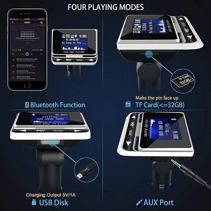 Bluetooth FM Transmitter for Car, Wireless Car Radio Adapter, Handsfree Auto Kit - Image 4