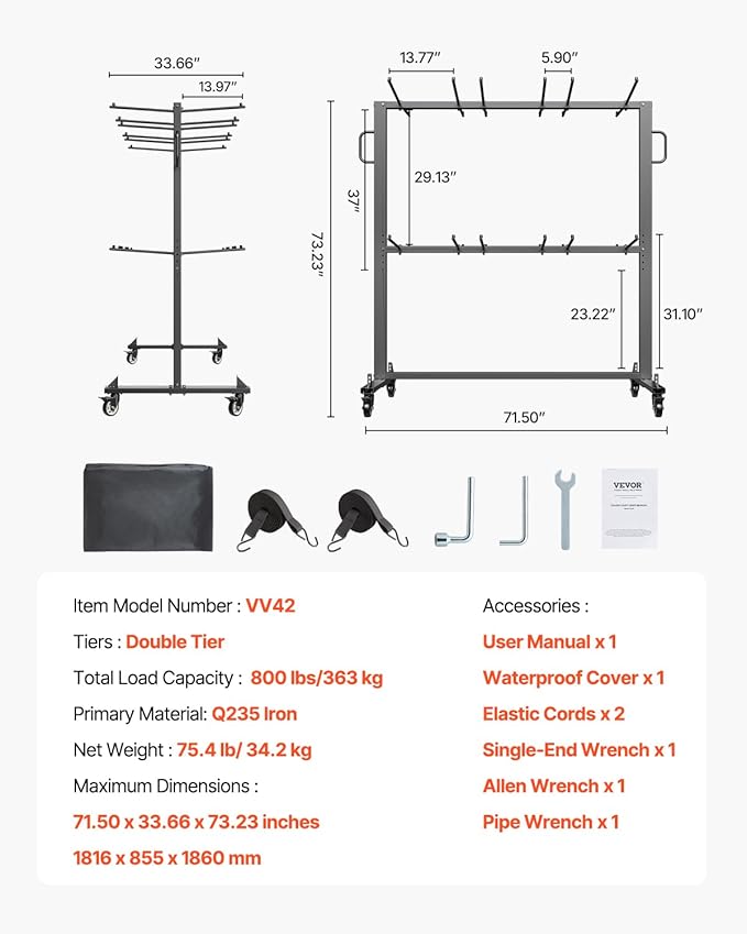 VEVOR Folding Chair Rack, 800 LBS Capacity, Heavy-Duty Chair Cart - Image 7