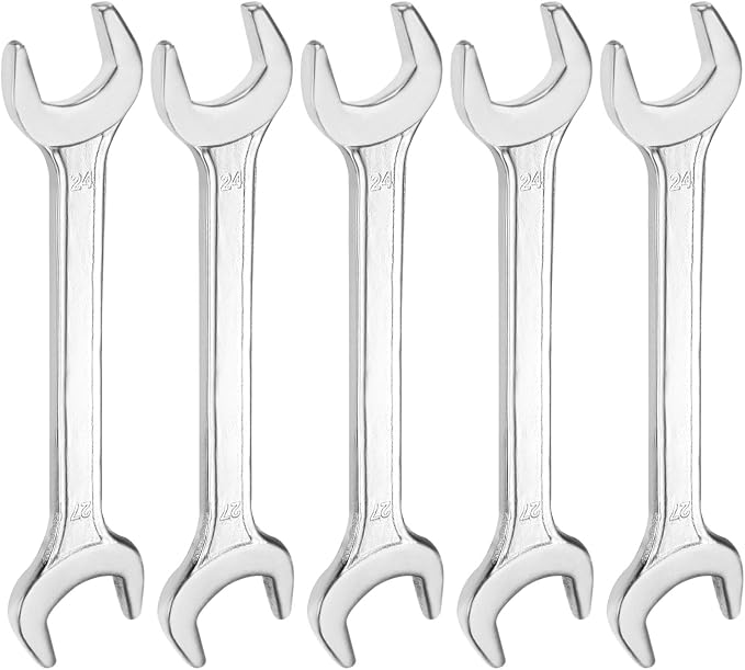 HARFINGTON 5pcs Double Open End Wrench 24mm x 27mm Metric 15 Degree Offset by HARFINGTON