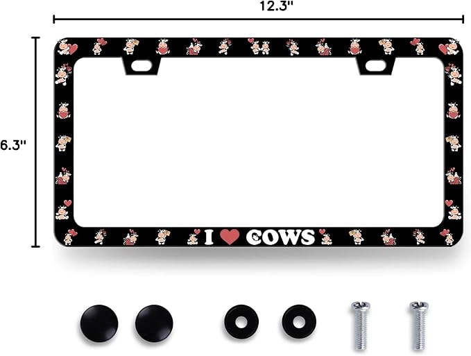 Cow License Plate Frame Cute I Love Cows License Plate Holder - Image 8