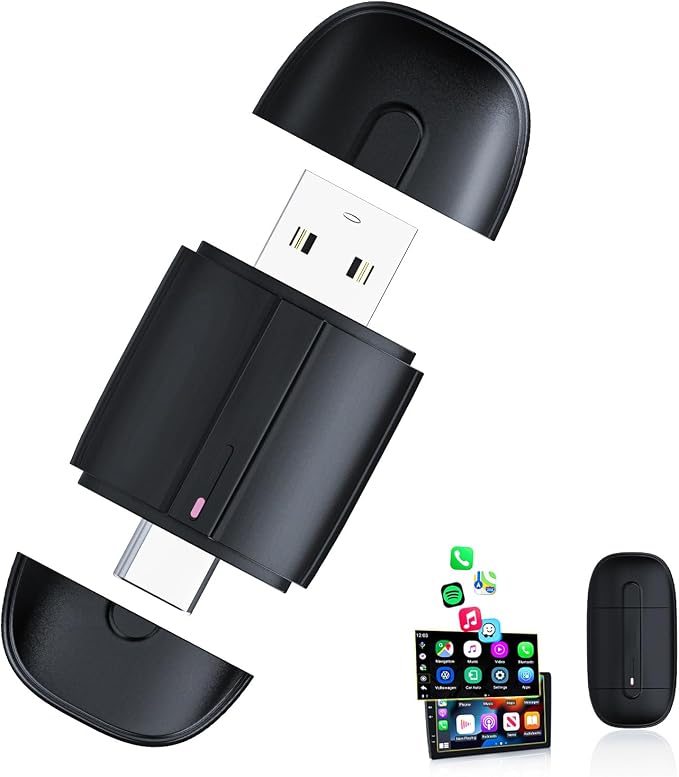 Wireless Carplay Adapter for iPhone, Plug & Play, Mini Size by SHDNXASJ