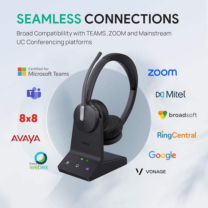 Yealink WH64 DECT & Bluetooth Mono UC Zoom Wireless Headset, 606 ft Range - Image 8