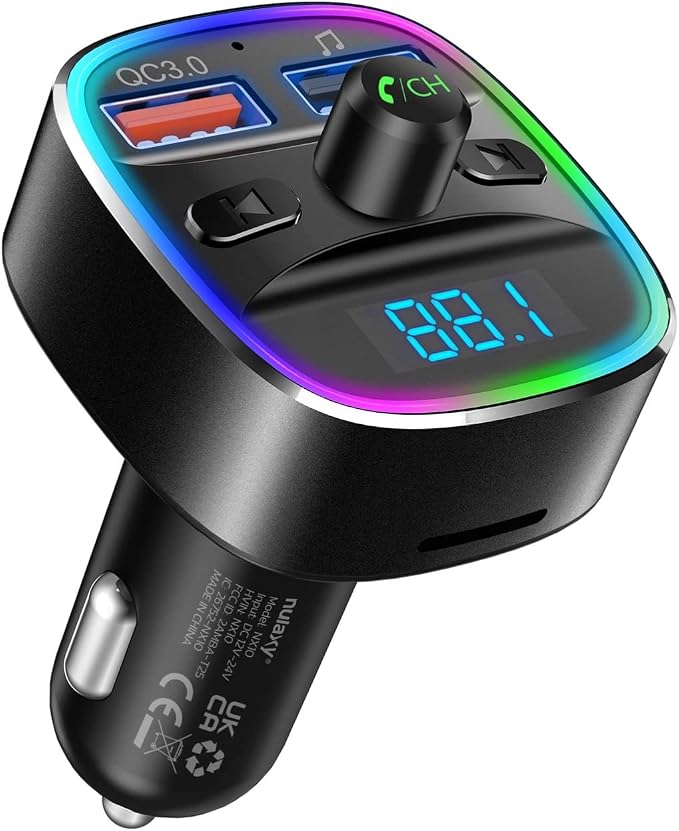 Nulaxy Bluetooth FM Transmitter, Hands-Free Calling, 7 Colors Led Backlit Light - Image 8