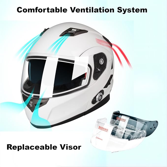 FreedConn BM2-S Bluetooth Motorcycle Helmet, Flip-Up Modular Motorbike Helmet - Image 4