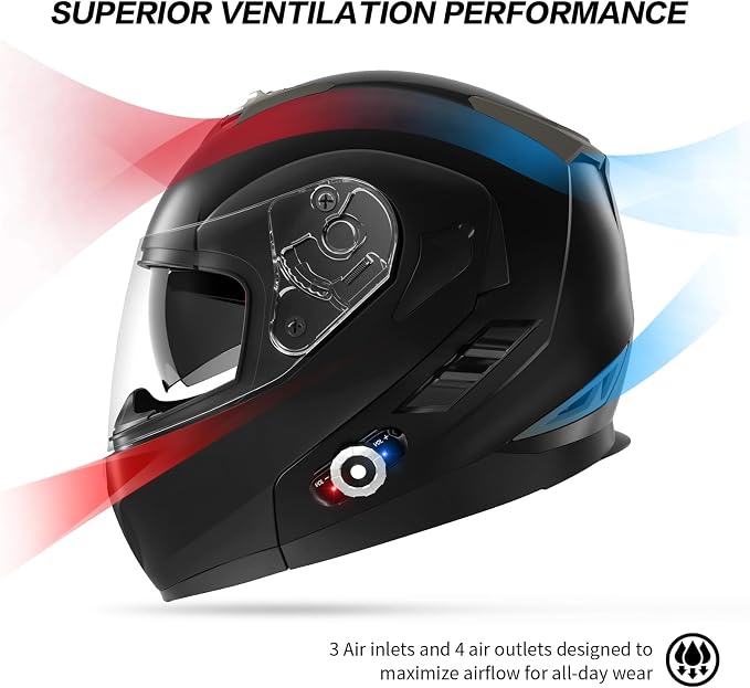 Motorcycle Helmet Bluetooth 5.0 Integrated New EPS FreedConn BM2-S Modular Flip - Image 4