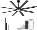 72 Inch Ceiling Fan With Light, Industrial Ceiling Fan With 8 Aluminium Metal by JAZAVA%E2%80%94Lightingupyourhome