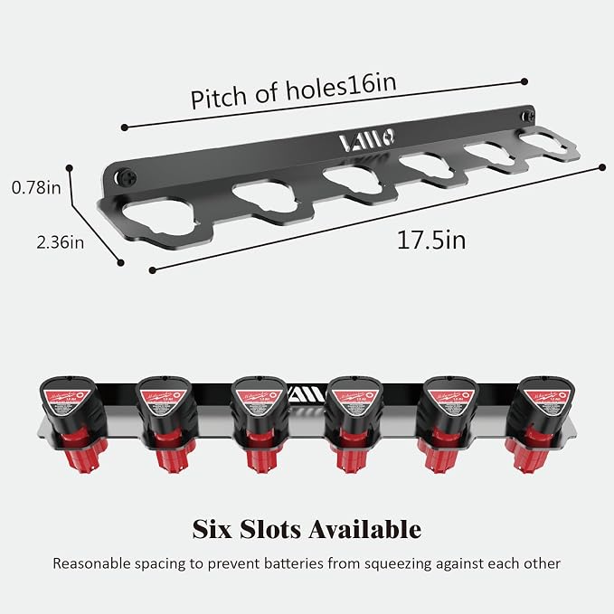 VAIIO Compatible Milwaukee M12 12V Battery Rack Holder, Wrought Iron Heavy Duty - Image 2