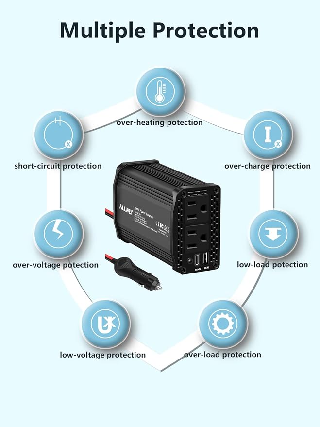 ALLWEI 300W Car Power Inverter DC 12V to 110V AC - Image 6