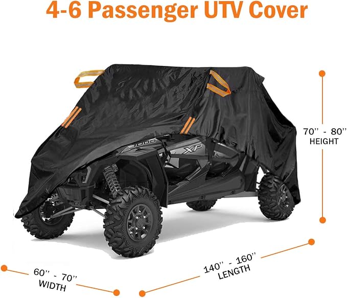 UTV Cover 4-6 Seater Waterproof Heavy Duty Black Oxford Cloth Protection Covers - Image 7