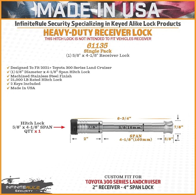 61135 | Receiver Lock for 2021+ Toyota 300 Series Land Cruiser - Image 3